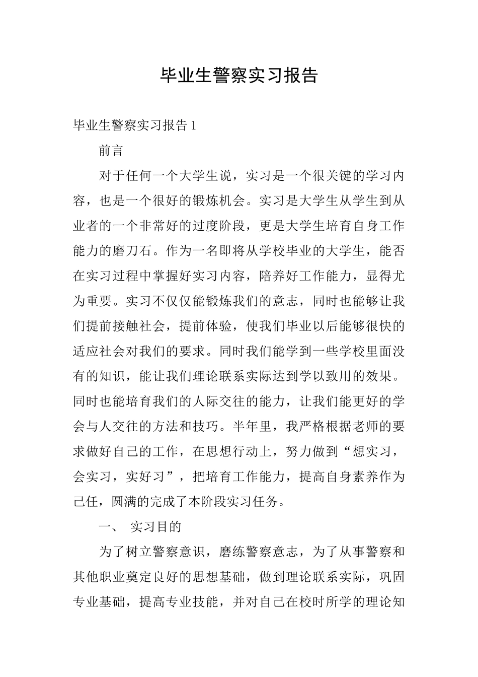 毕业生警察实习报告_第1页