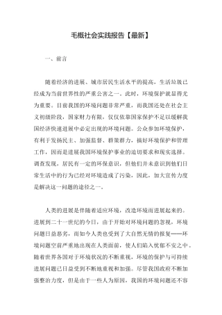 毛概社会实践报告【最新】