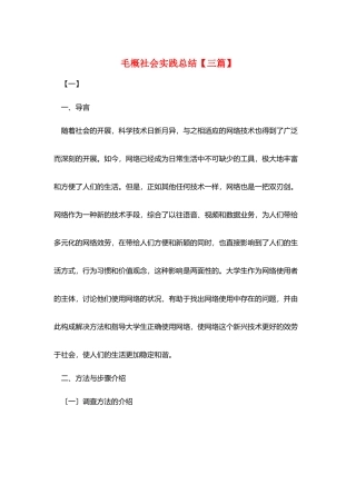 毛概社会实践总结