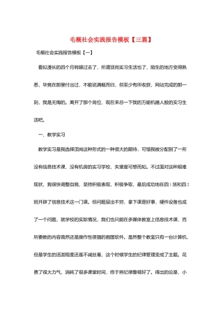 毛概社会实践报告模板