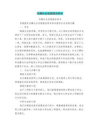 毛概社会实践报告样本