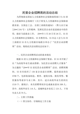 民营企业招聘周的活动总结