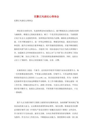 民警正风肃纪心得体会