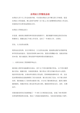 水利站工作情况总结