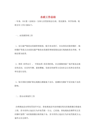 水政工作总结