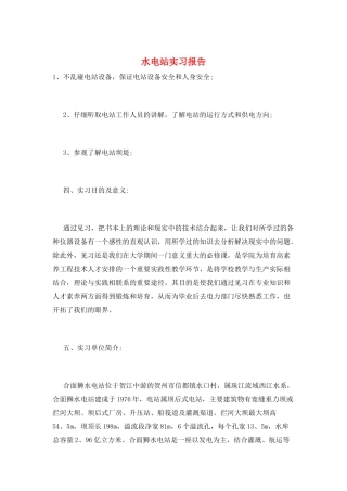 水电站实习报告