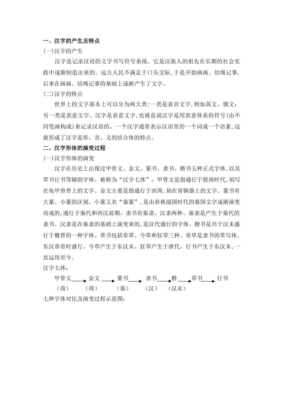 汉字的产生、特点及演变过程_第1页