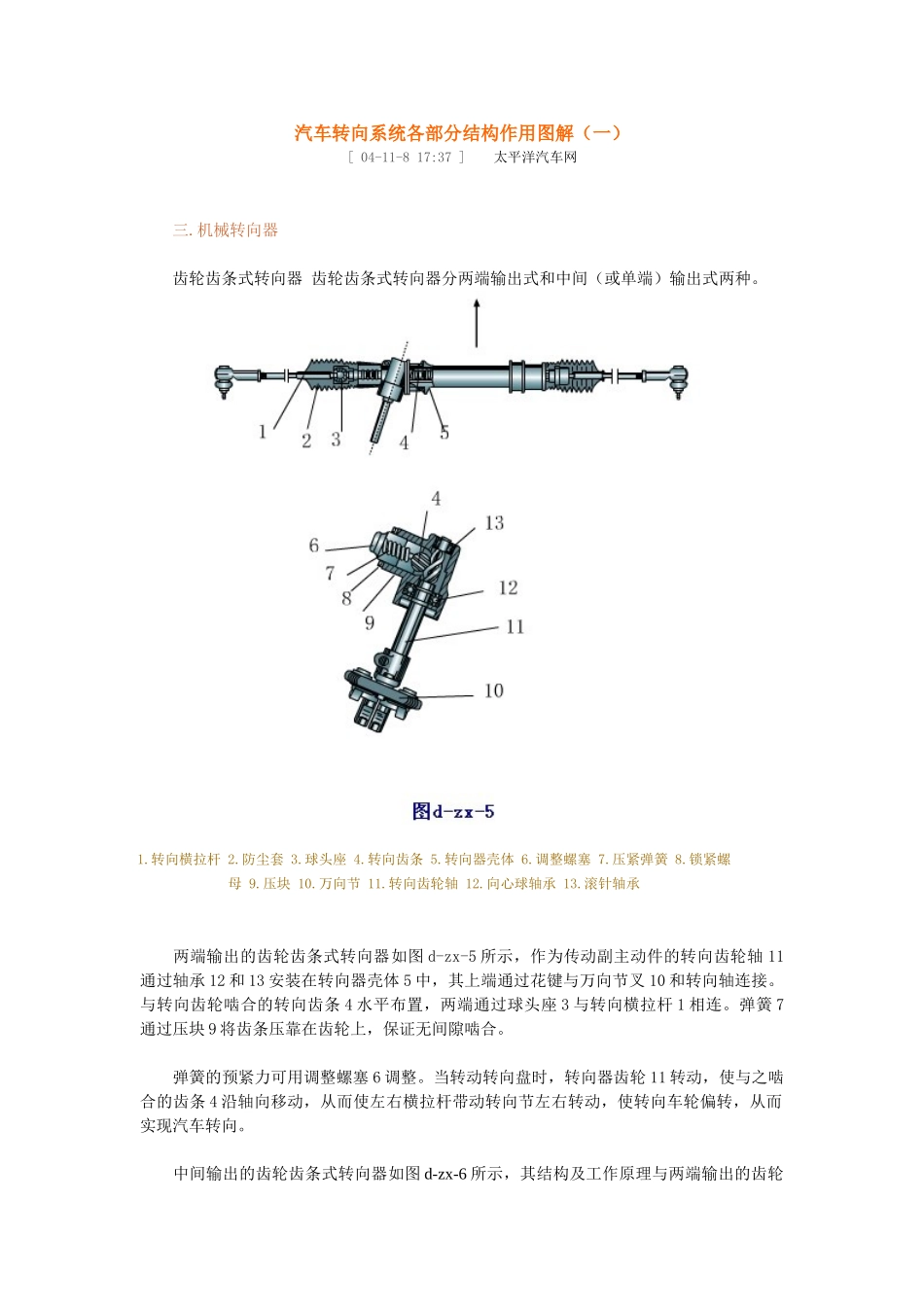 汽车转向系统各部分结构作用图解_第3页