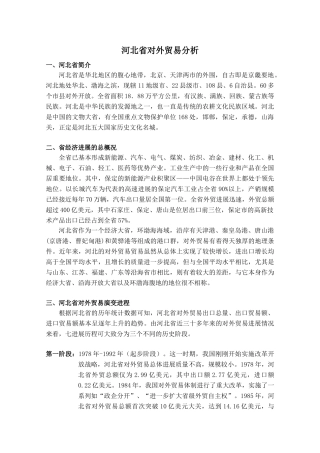 河北省对外贸易状况