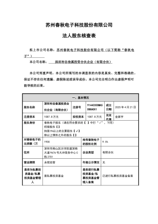 法人股东核查表模版