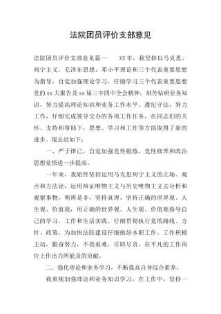 法院团员评价支部意见