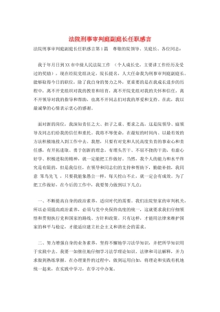 法院刑事审判庭副庭长任职感言