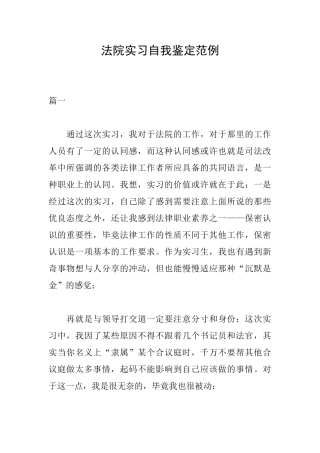 法院实习自我鉴定范例