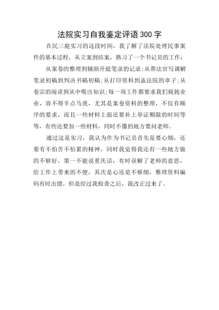 法院实习自我鉴定评语300字