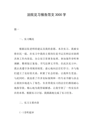 法院见习报告范文3000字