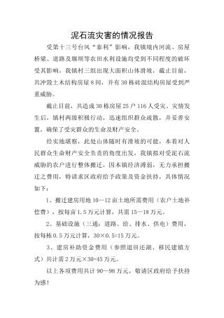 泥石流灾害的情况报告