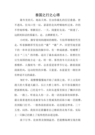 泰国之行之心得