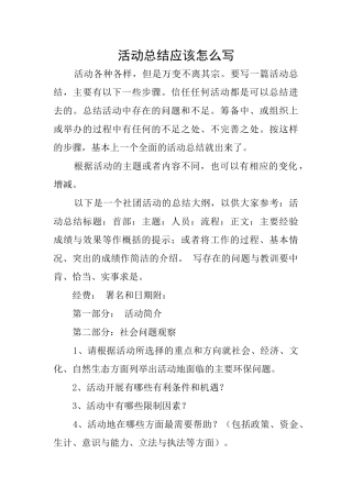 活动总结应该怎么写