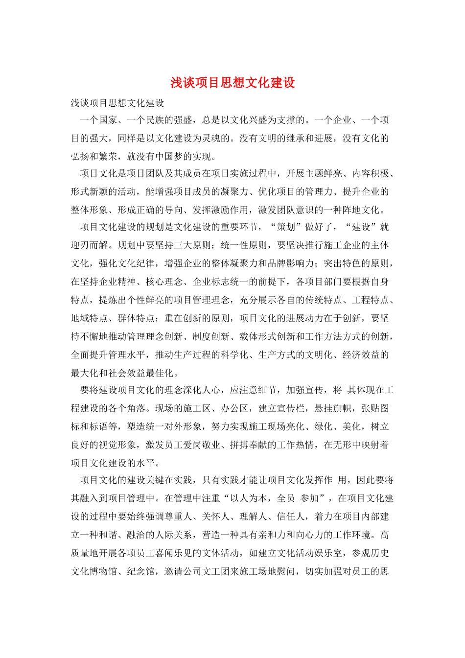 浅谈项目思想文化建设_第1页