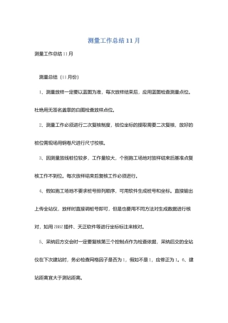 测量工作总结11月