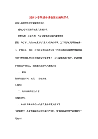 浦南小学常规备课教案实施细则