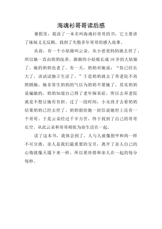 海魂衫哥哥读后感