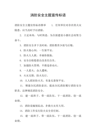 消防安全主题宣传标语