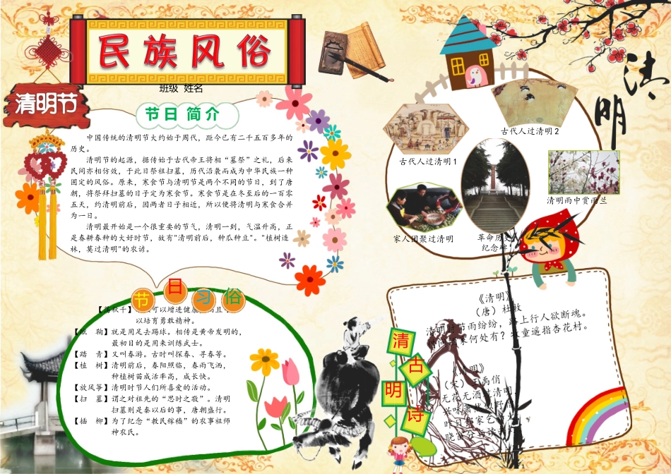 清明节小报电子报手抄报黑板报_第1页