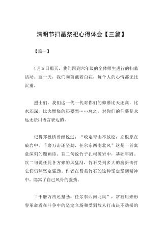 清明节扫墓祭祀心得体会
