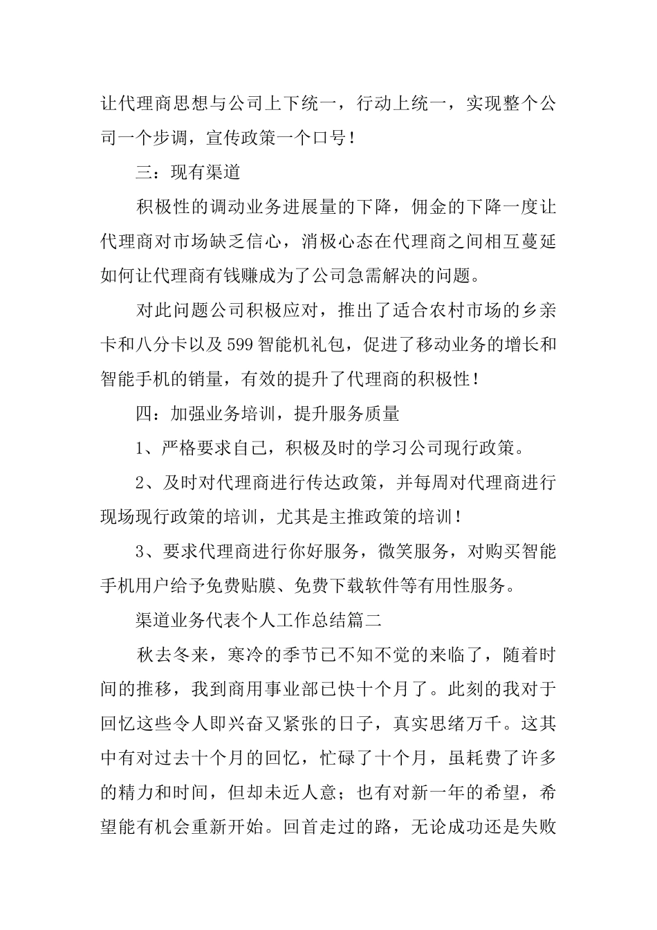 渠道业务代表个人工作总结_第2页