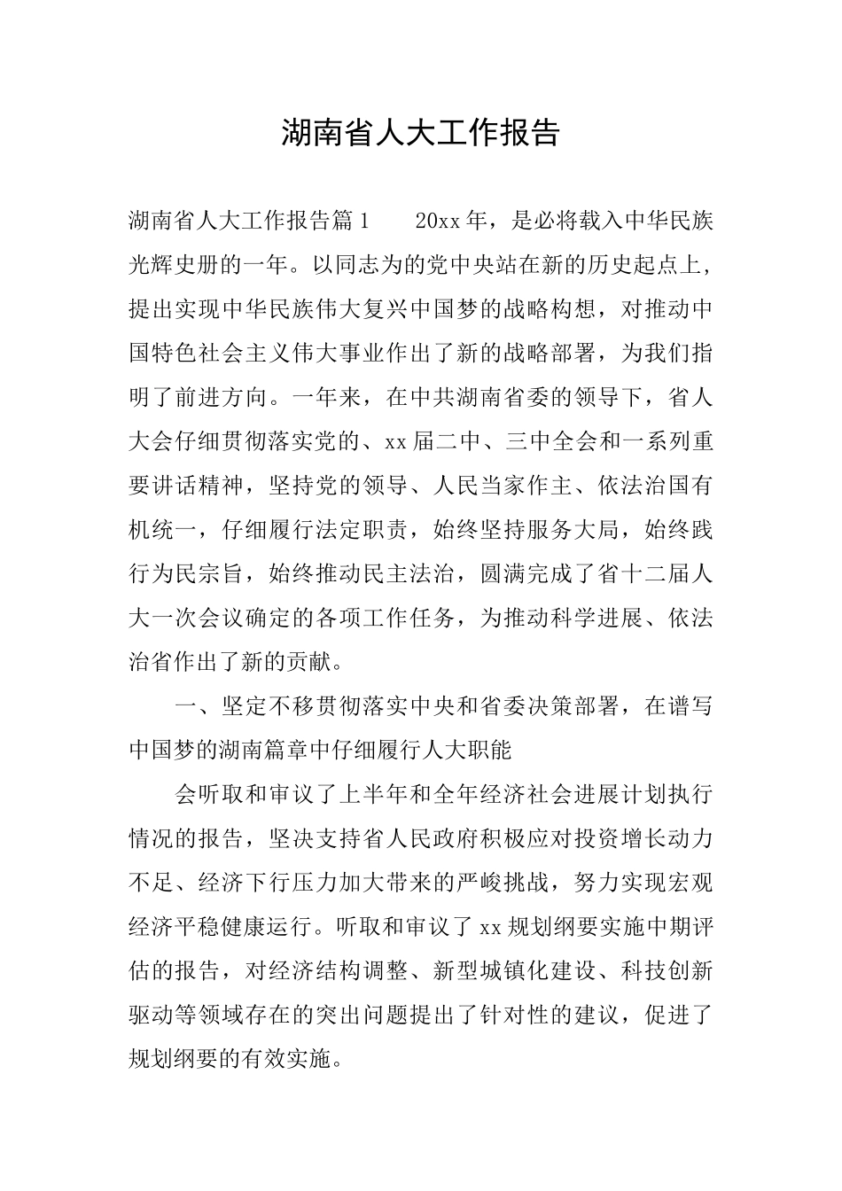 湖南省人大工作报告_第1页