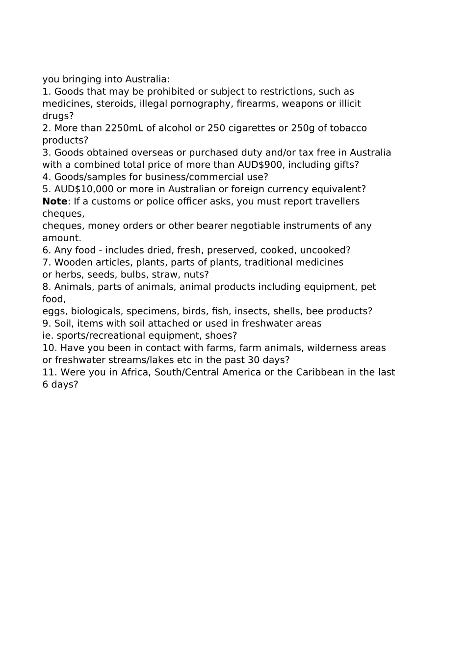 澳大利亚入境卡中英文对照版_第2页