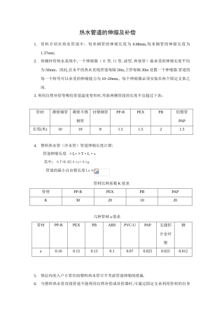 热水管道的伸缩及补偿