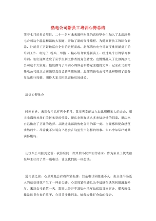 热电公司新员工培训心得总结