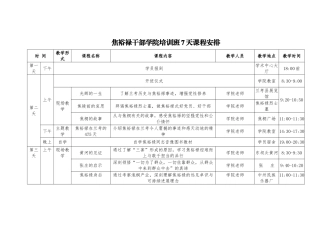 焦裕禄干部学院培训班7天课程安排