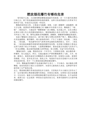 燃放烟花爆竹有哪些危害