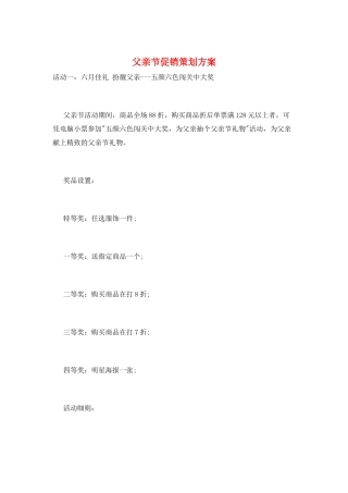 父亲节促销策划方案