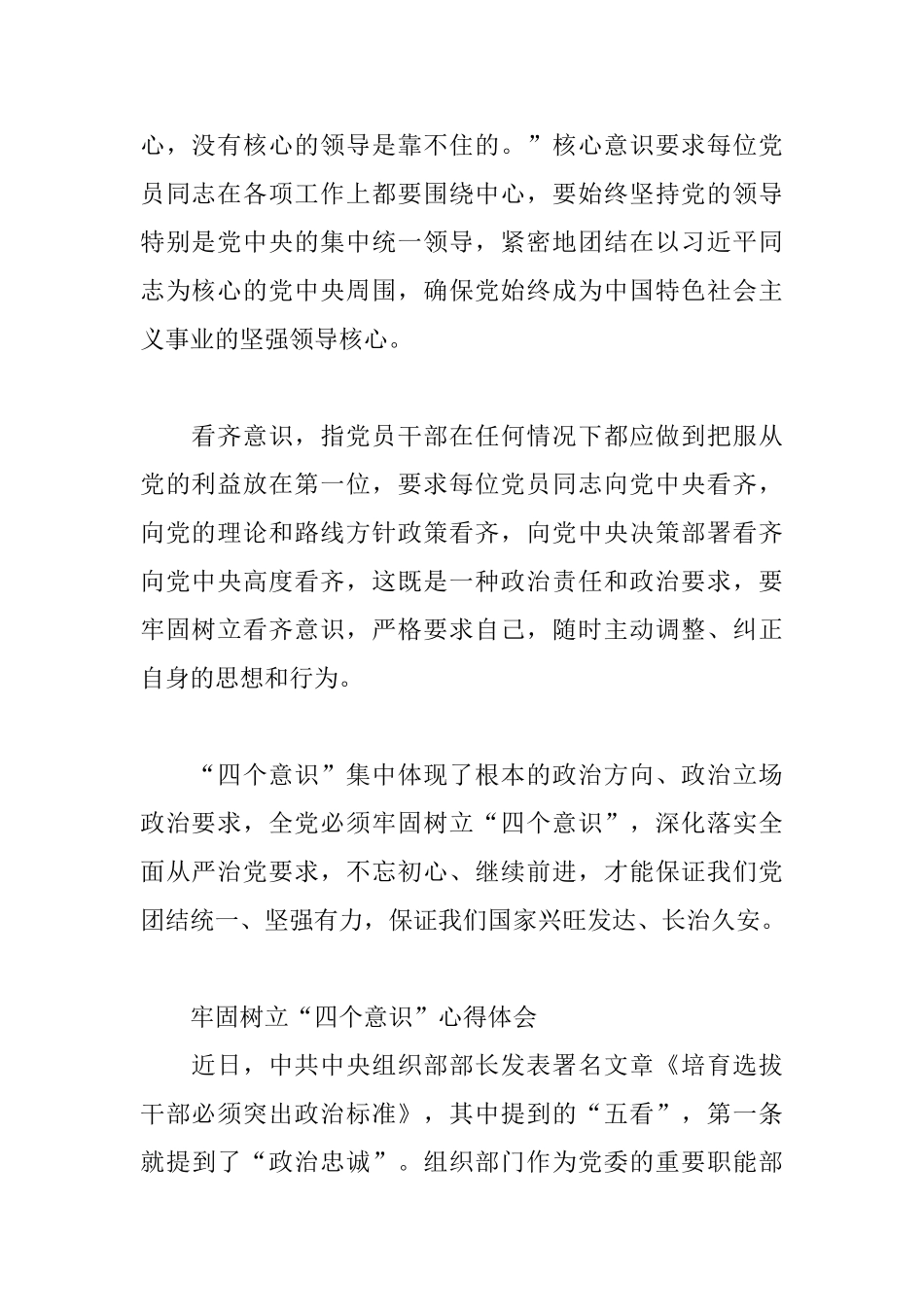 牢固树立“四个意识”心得体会三篇_第2页