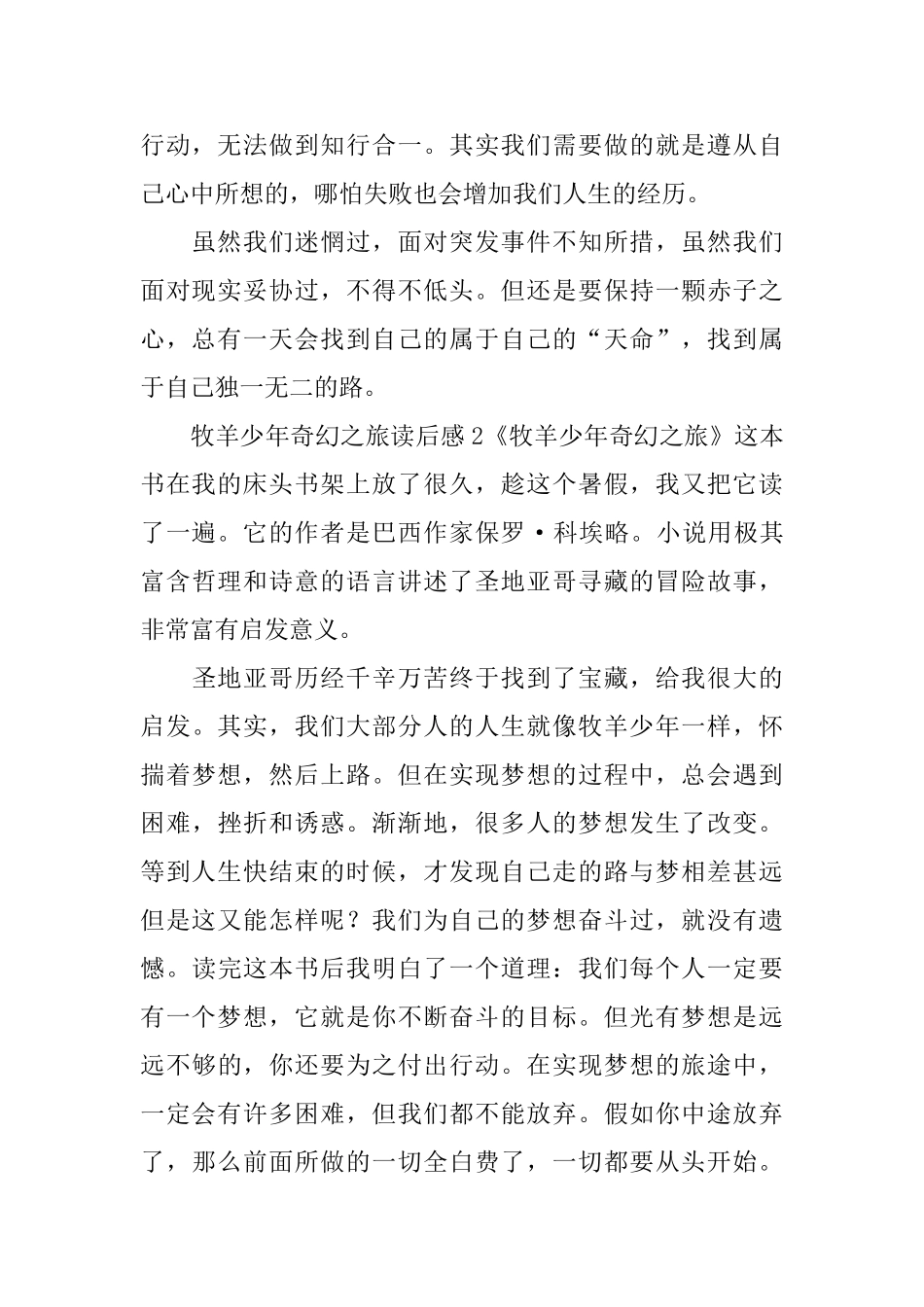 牧羊少年奇幻之旅读后感_第2页