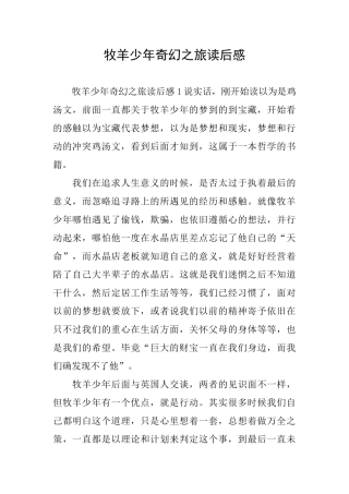 牧羊少年奇幻之旅读后感