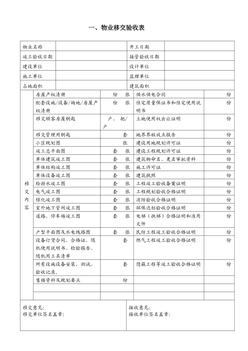 物业交接表格_第2页