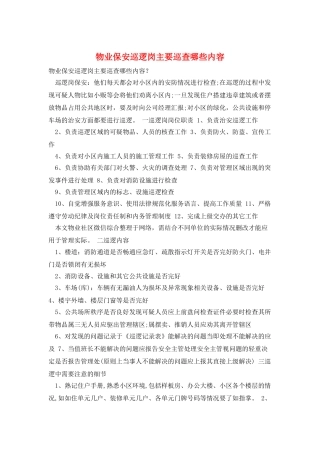 物业保安巡逻岗主要巡查哪些内容