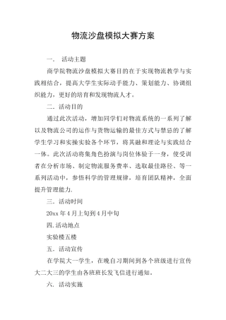 物流沙盘模拟大赛方案