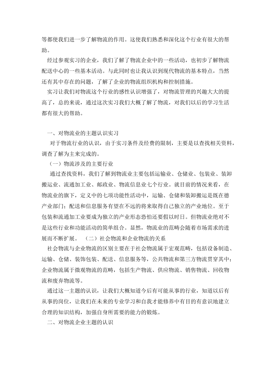物流管理认知实习报告_第2页
