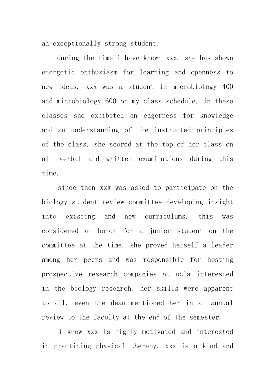 物理治疗专业留学推荐信范文_第2页