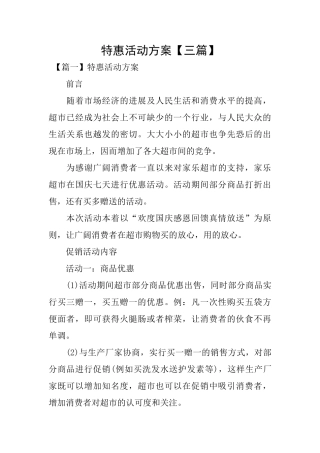特惠活动方案