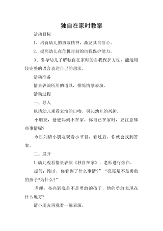 独自在家时教案