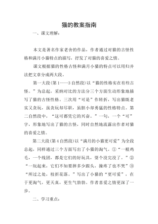 猫的教案指南