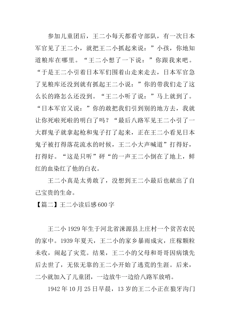 王二小读后感600字四篇_第2页