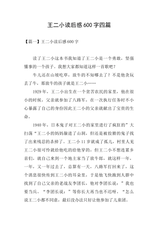 王二小读后感600字四篇